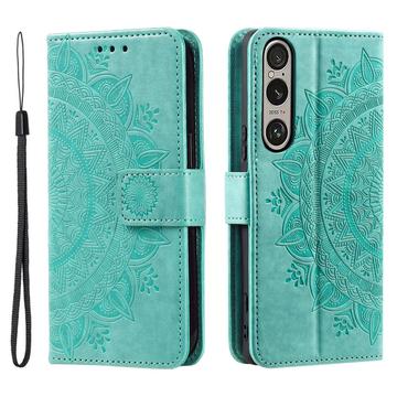 Étui Portefeuille Sony Xperia 1 VII Mandala Série - Vert