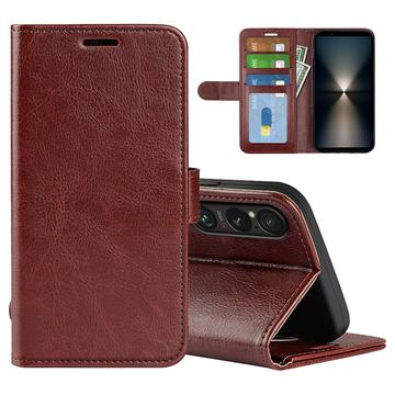 Etui portefeuille Sony Xperia 1 VII avec fermeture magnétique - Marron