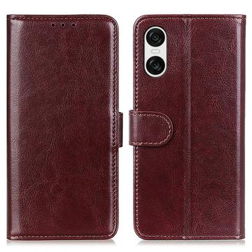Etui portefeuille Sony Xperia 10 VI avec fermeture magnétique - Marron