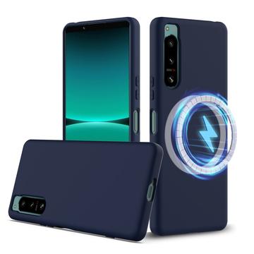 Coque Sony Xperia 5 IV en Silicone Liquide - Compatible MagSafe - Bleu Foncé