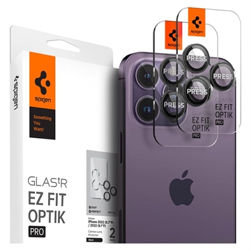 Protecteur d\'Objectif iPhone 14 Pro/14 Pro Max/15 Pro/15 Pro Max Spigen Glas.tR Ez Fit - Noir