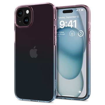 Coque iPhone 15 en TPU Spigen Liquid Crystal - Rose / Bleu