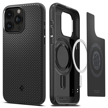 Coque Hybride iPhone 15 Pro Spigen Mag Armor - Noire Mat