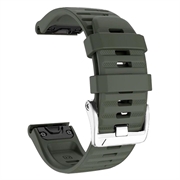 Sangle en silicone pour Garmin Fenix 3 / 3 HR / 5X / 5X Plus / 6X / 6X Pro - Vert Armée