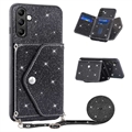 Coque avec Porte-Cartes Samsung Galaxy A14/A14 5G Stardust - Noire