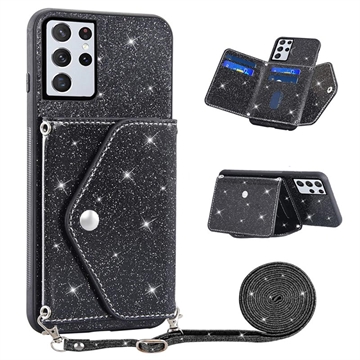 Coque avec Porte-Cartes Samsung Galaxy S23 Ultra 5G Stardust - Noire