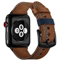 Bracelet Apple Watch Series 10/9/8/SE (2022)/7/SE/6/5/4/3/2/1 en Cuir Cousu - 42mm/41mm/40mm/38mm - Marron