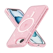 Coque Hybride iPhone 16e - Série Stylish Glitter - Compatible avec MagSafe - Rose