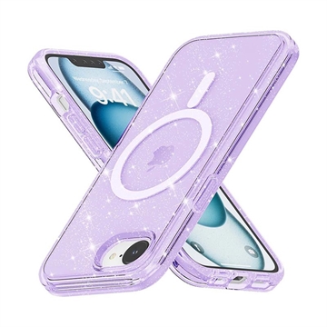 Coque Hybride iPhone 16e - Série Stylish Glitter - Compatible avec MagSafe - Violete