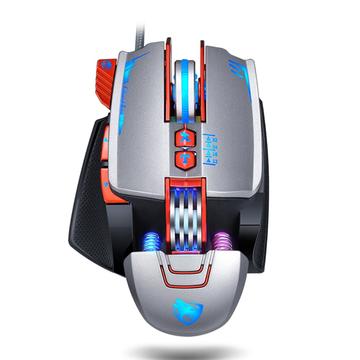 T-WOLF V9 Souris de jeu filaire avec lumière RGB - Argent