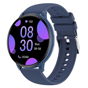 Montre connectée T6 Fitness avec appels Bluetooth et mesure de la fréquence cardiaque - 1.38" - Bleu