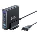 Chargeur de bureau TOOCKI TCT240-33 à 6 ports avec écran - 240W - Noir