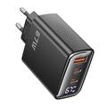 Chargeur mural TOOCKI TCT67-22 67W à technologie GaN avec écran numérique - USB-C/USB-A - Noir