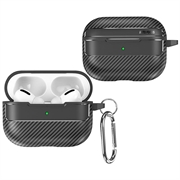 Étui AirPods Pro 3 en TPU Brossé avec Mousqueton - Fibre de Carbone
