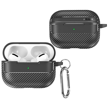 Étui AirPods Pro 3 en TPU Brossé avec Mousqueton - Fibre de Carbone