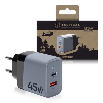 Chargeur mural 45W Tactical Microgrid GaN - PD3.0 USB-C, QC3.0 USB-A - Gris