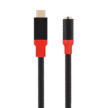 Tactical Pin4Fun Adaptateur robuste USB-C vers 3.5mm - 10cm - Noir / Rouge