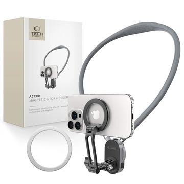 Support de cou Tech-Protect AC200 MagSafe FPV avec tête rotative à 360° et adaptateur pour caméra - Crayon Gris