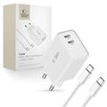 Tech-Protect C35W Chargeur mural USB-C à double port avec câble USB-C - Blanc