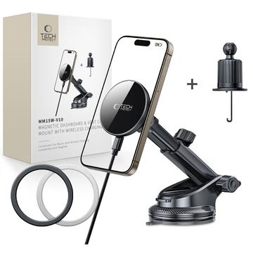 Support de tableau de bord et de grille d\'aération MagSafe / Chargeur sans fil Tech-Protect MM15W-V10 - 15W - Noir