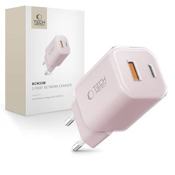 Tech-Protect NCM33W Chargeur mural double port 30W - Rose