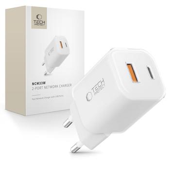 Tech-Protect NCM33W Chargeur mural double port 30W - Blanc