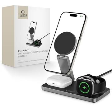 Tech-Protect QI15W-A47 Chargeur sans fil MagSafe 3-en-1 pliable