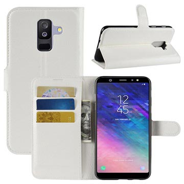 Étui Portefeuille Samsung Galaxy A6+ (2018) avec Support - Blanc