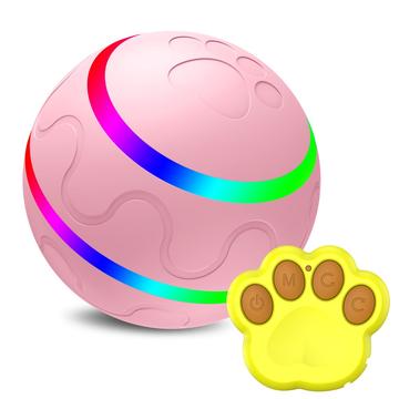 Balle jouet à LED rechargeable par USB avec télécommande pour animaux de compagnie - Rose