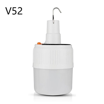 V52 Ampoule / Lampe solaire portable rechargeable de camping à LED avec éclairage à 5 vitesses et crochet