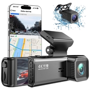Kit double caméra embarquée V56 avec GPS - Caméra avant 4K et caméra arrière 2K - Noir