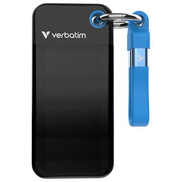 Verbatim 32191 SSD de poche avec porte-clés - 1 To, câble USB 3.2 Gen.2 - Noir / Bleu