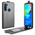 Étui à Rabat Vertical avec Porte-Cartes pour Motorola Moto G8 Power - Noir