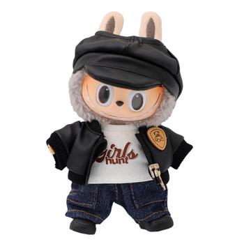 Ensemble vintage style aviateur pour poupée Labubu 17cm - 5 pièces - noir