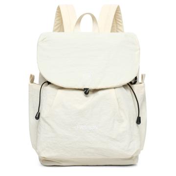 Sac à dos en toile Vintage Color Block de grande capacité - Beige