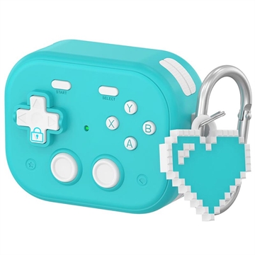 AirPods Pro 3 Étui en plastique style console de jeu vintage avec pendentif en forme de cœur - Bleu