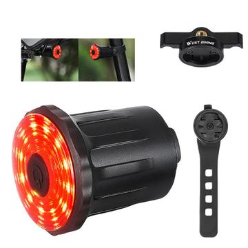 WEST BIKING YP0701317 Coussin de siège / Support de poteau de siège Chargement USB Feu arrière LED de vélo Étanche à induction de freinage intelligent Avertisseur de vélo