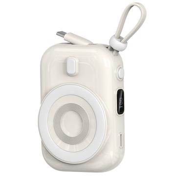 WIWU Wi-P041 Petite banque d\'énergie sans fil magnétique escargot avec câble USB-C - 15W/9600mAh - Blanc