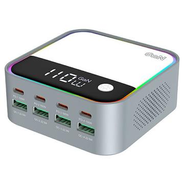 WLX-M8 Station de charge de bureau à 8 ports avec éclairage ambiant RVB - 120W