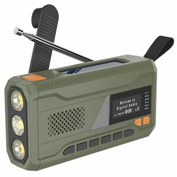Radio d\'Urgence Solaire Portable À Manivelle avec Lampe de Poche LED WR-6D - DAB/FM, 4500mAh