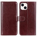 Étui Portefeuille iPhone 14 Plus avec Fermeture Magnétique - Marron