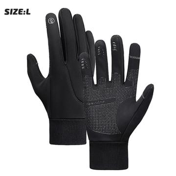 Gants d\'hiver imperméables pour le cyclisme et la course à pied / Gants tactiles - Grand - Noir