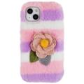 Coque iPhone 14 Plus en TPU 3D Plush Hiver Poilu - Rose Rosa