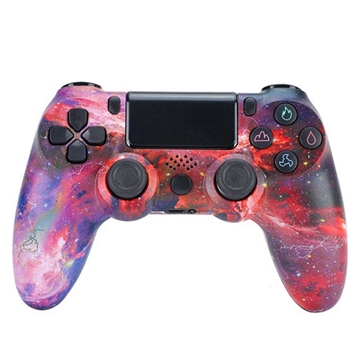 Manette de jeu sans fil pour PS4 Joystick avec haut-parleur et prise casque stéréo - Ciel étoilé rouge