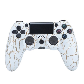Manette de jeu sans fil pour PS4 Joystick avec haut-parleur et prise casque stéréo - Fissure blanche
