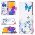 Étui Portefeuille pour Samsung Galaxy M52 5G - Série Wonder - Papillon Bleu