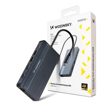 Wozinsky WDS03Y5S Hub USB-C 14-en-1 avec prise en charge de trois moniteurs - Gris