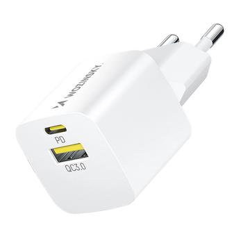 Wozinsky WWCEAC Chargeur mural à double port GaN 33W - USB-A, USB-C - Blanc