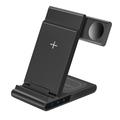 X1 3-in-1 Chargeur sans fil pliable pour iPhone / iWatch / AirPods Support de charge rapide portable - Noir