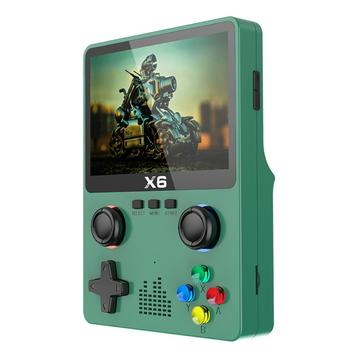 X6 HD Console de jeux portable avec écran de 3,5 pouces Machine de jeux vidéo intégrée avec double manette - Vert